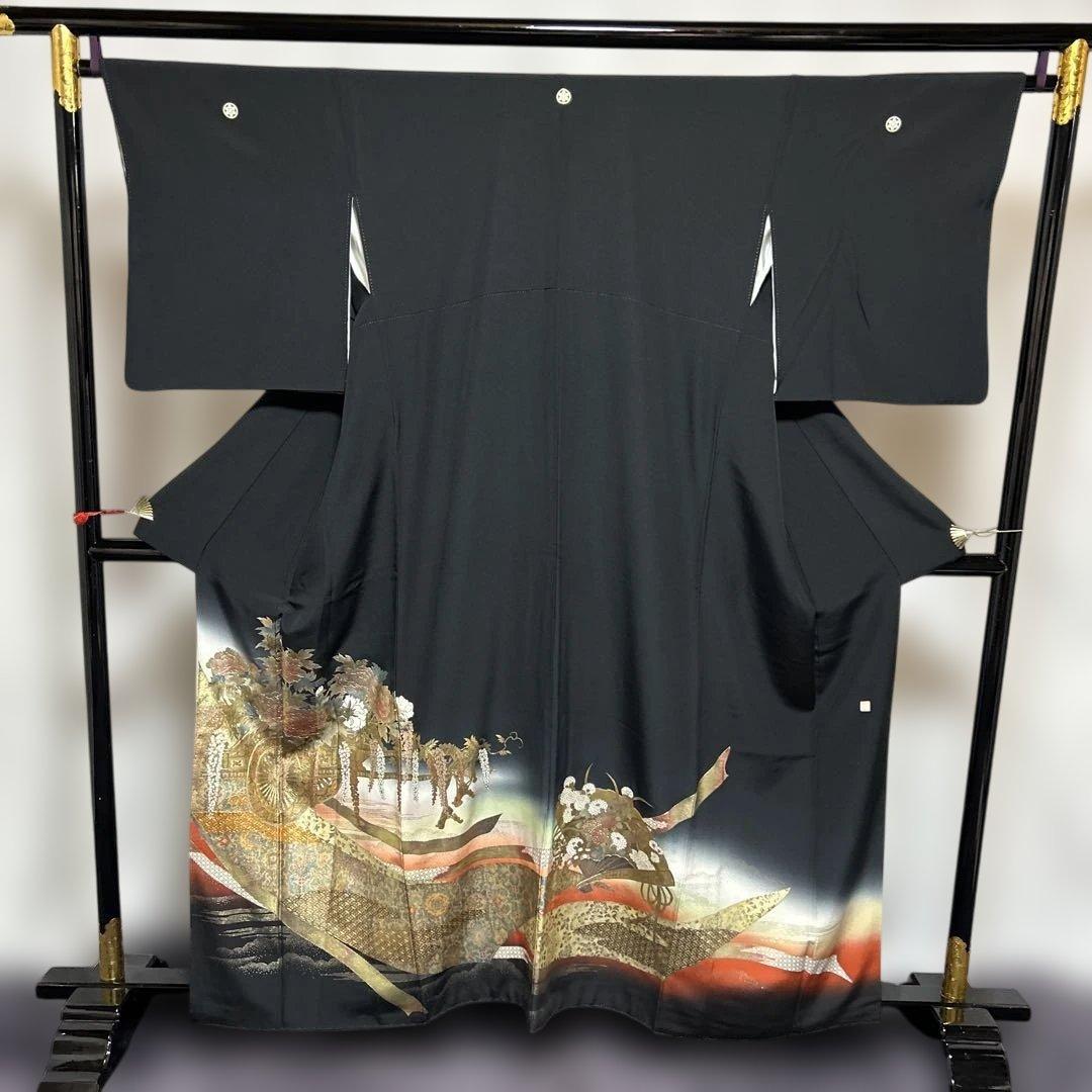 う*こ様 未使用近い 美品 袷 正絹 作家 金箔 黒留袖 フルセット 西陣