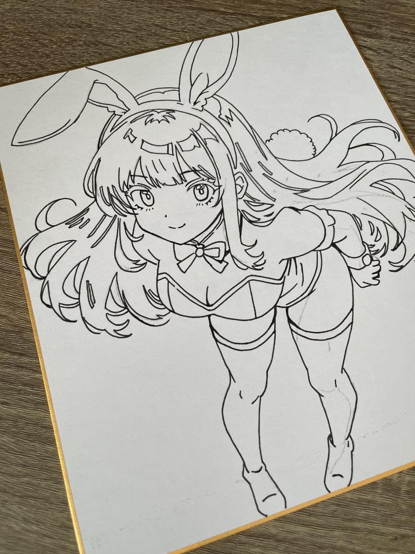 に*す様 オリジナル 手描きイラスト アナログ 小色紙 バニーガール