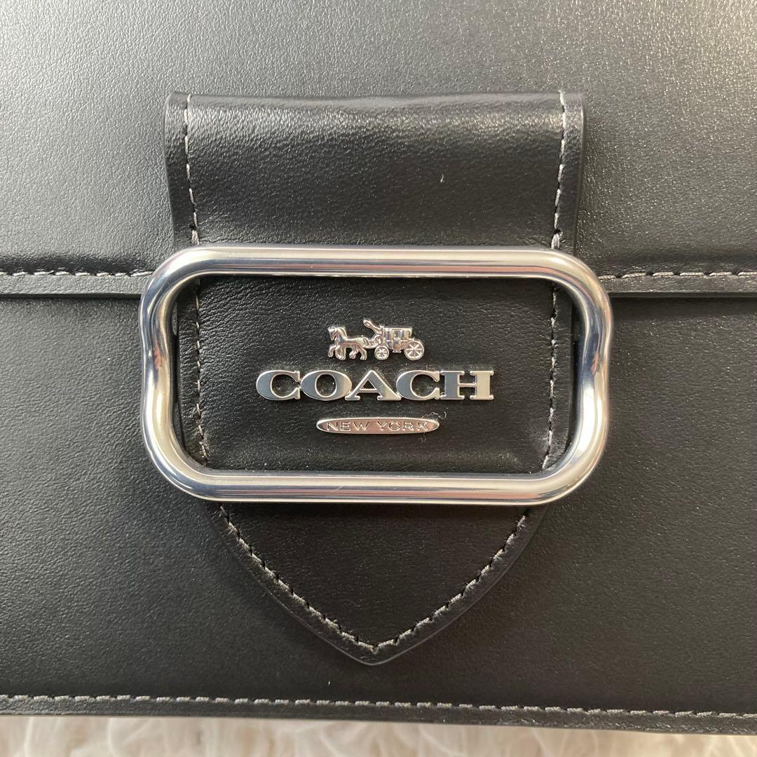 極美品 現行 コーチ ショルダーバック モーガン スクエア 黒 レザー