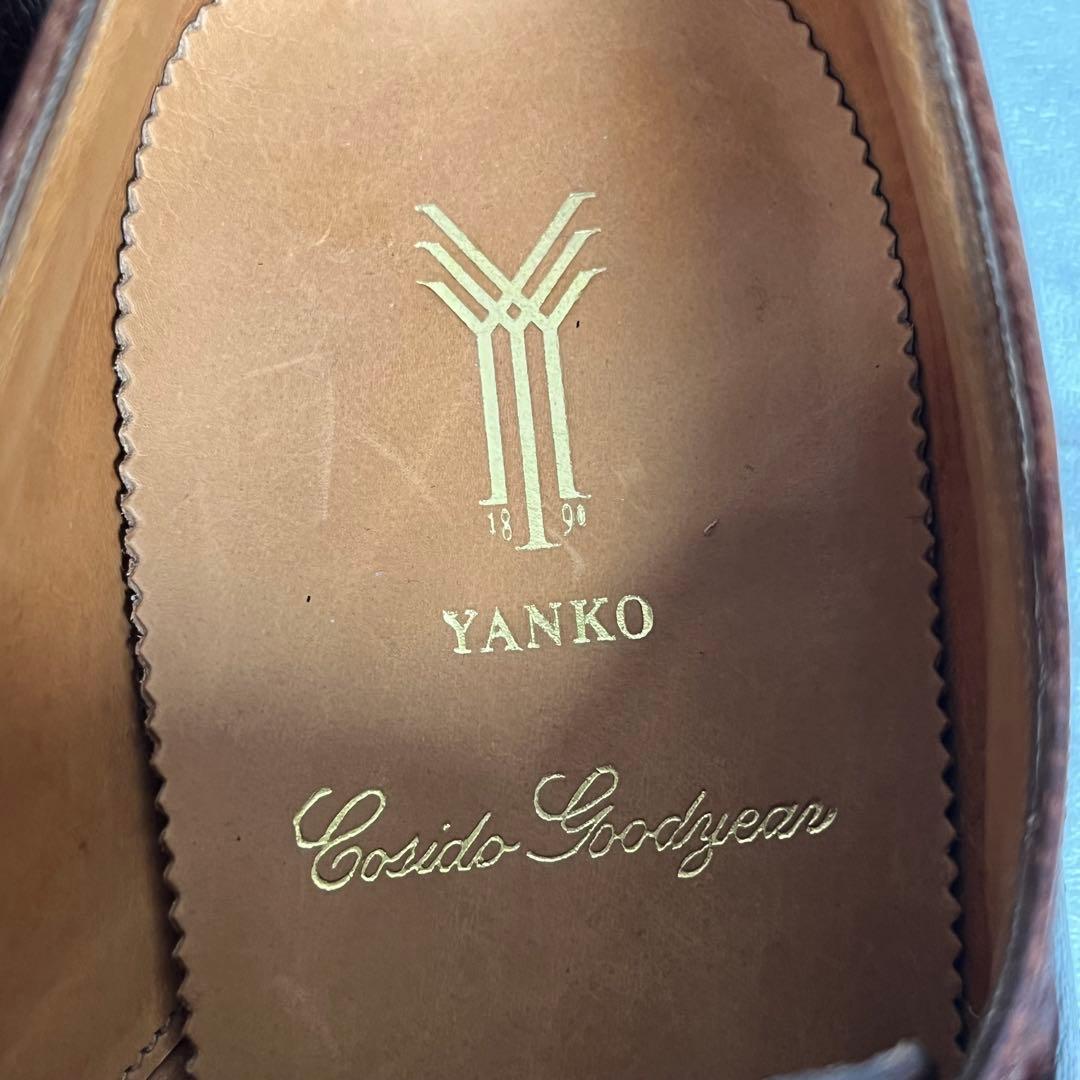 未使用級】 YANKO ダブルモンク シボ加工 ストラップシューズ 25.0