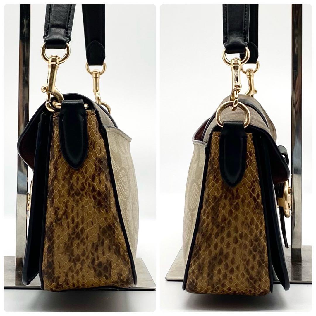 極美品✨コーチ 2way ショルダーバッグ パイソン シグネチャー PVC