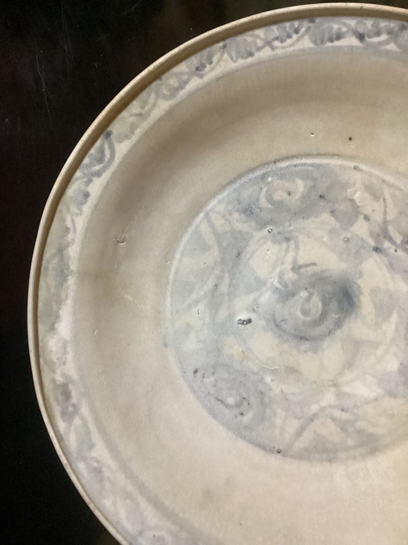 骨董古美術鉄絵花文大皿 古陶器 タイ スコータイ時代 カロン窯