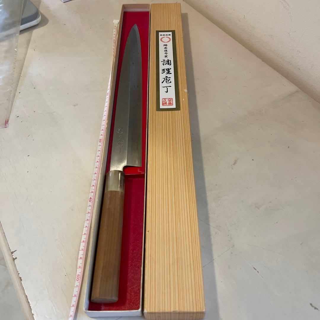 柳刃包丁 刺身包丁　360mm 安来鋼　青紙１号　一尺2寸 最後の１本 柳刃包丁 青紙一号鋼 木箱付き 刺身包丁 一尺2寸 360mm 刺身包丁 青紙