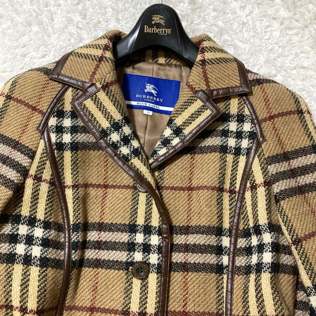 極美品♡ バーバリーブルーレーベル ノバチェック柄 ロングコート