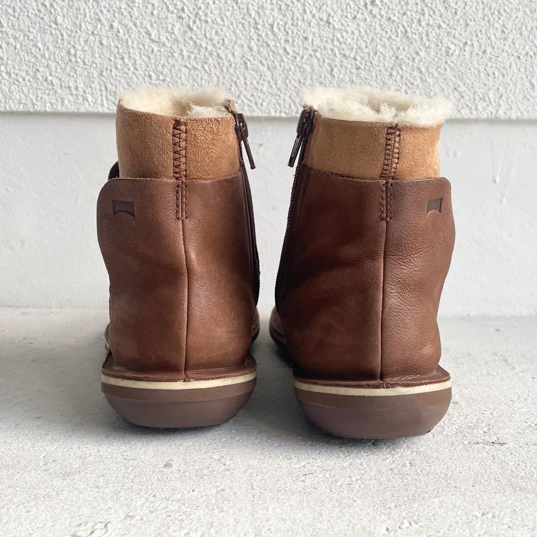 CAMPER レザー ムートン ショートブーツ 36ブラウン ヌバック