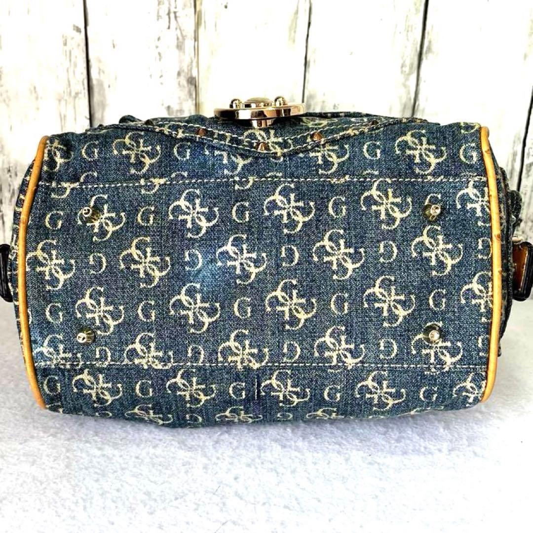 GUESS ゲス デニムハンドバッグ レザー ミニ ボストン コンビ