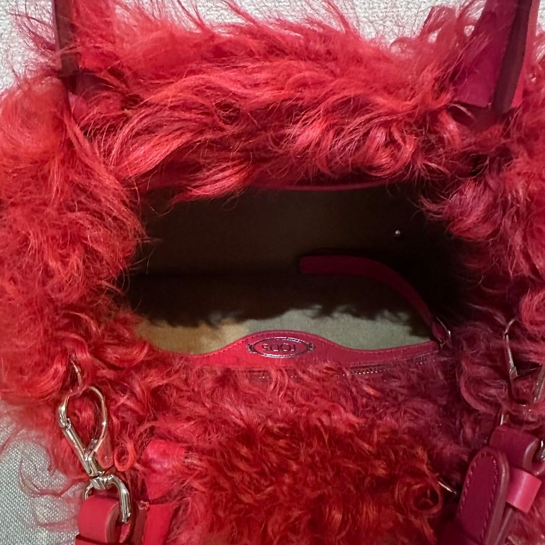 ココ様専用⭐︎TOD'sダブルTラムファー2way赤ショルダーバッグ - メルカリ