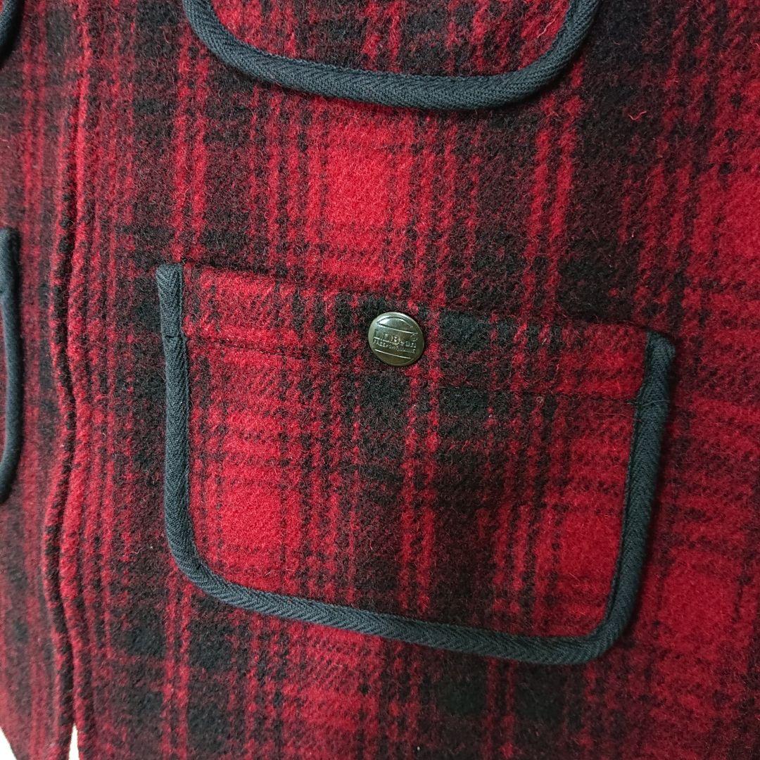 90s US製 エルエルビーン L.L.Bean ウール チェックベスト レッド