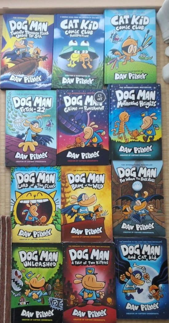 【更に値下げ！】DOG MAN＋CAT KID 12冊 夏休みの英語読書に最適！ Cat Kid Comic Club Series #1- #5 Graphic Book By Dav Pilkey NEW