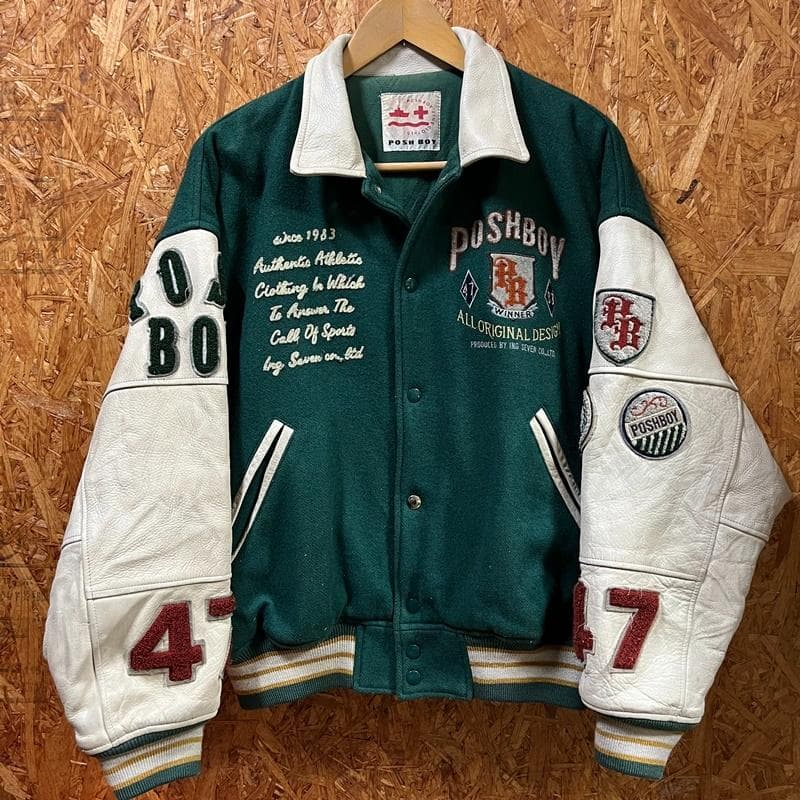 美品 POSH BOY フルデコ レザー袖 スタジャン 裏地 キルティング