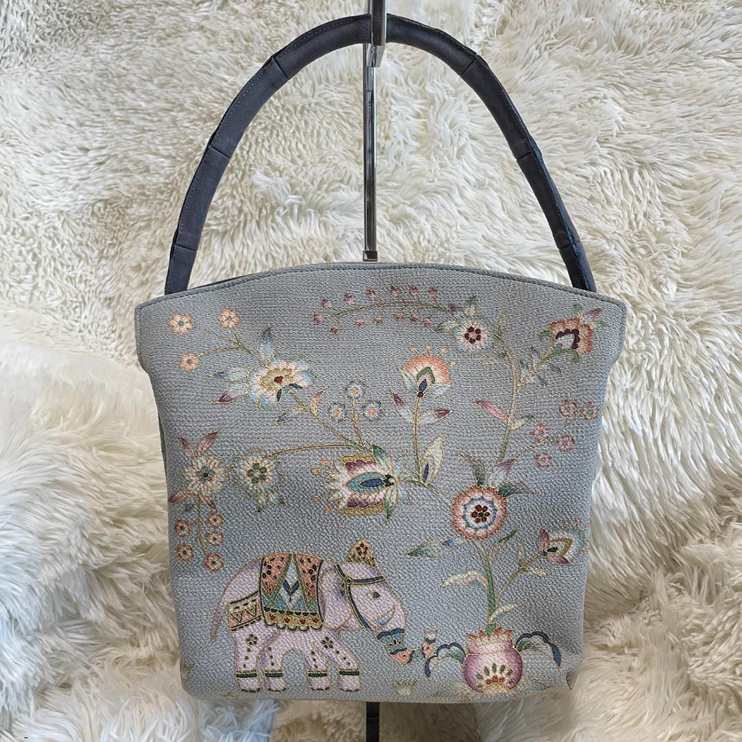 OKAJIMA 岡重 ハンドバッグ ワンハンドル 和装 象 着物 日本製 京都