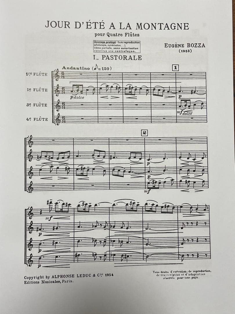 夏山の一日 ボザ フルート4重奏 アンサンブル 山の夏の日 - メルカリ