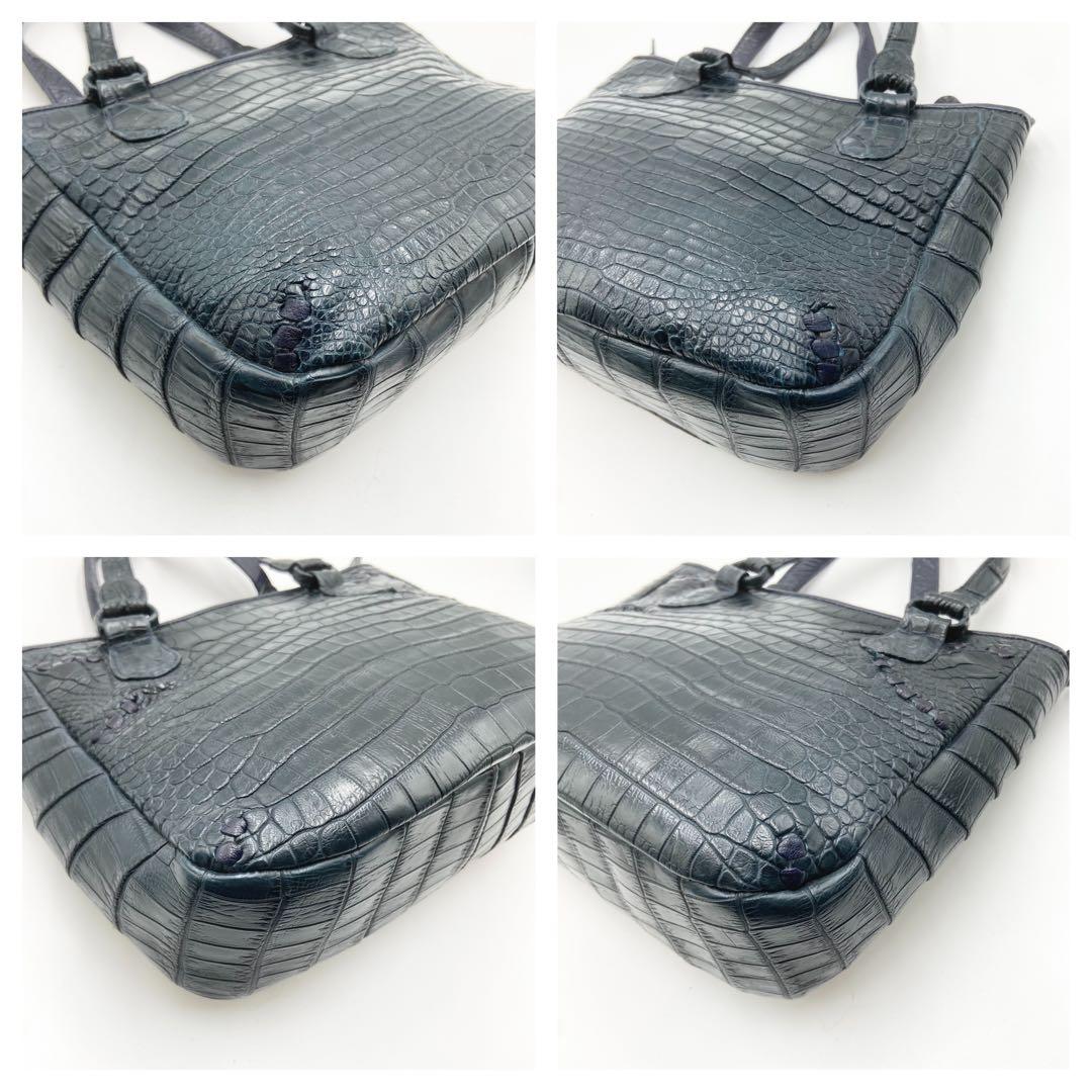 極美品 IBIZA イビサ 2way クロコダイル マット レザ ネイビー