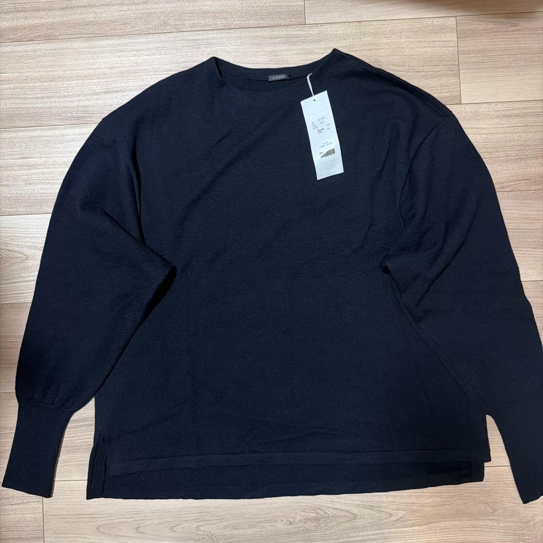 新品 comoli コモリウール和紙 コモリニット NAVY ネイビー サイズF
