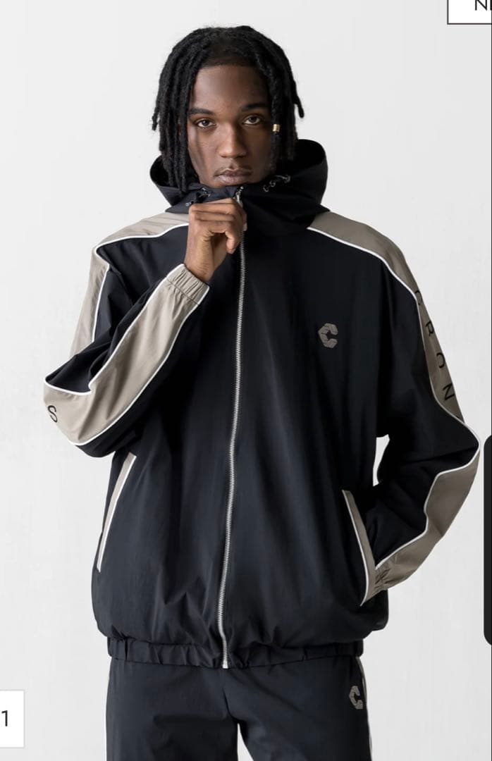 CRONOS ジップアップジャケット ブラック/グレージュ - メルカリ