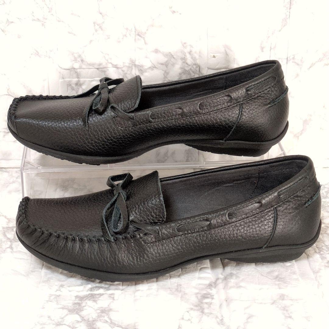 美品】ペダラ ブラック ローファー コンフォートシューズ シボ革