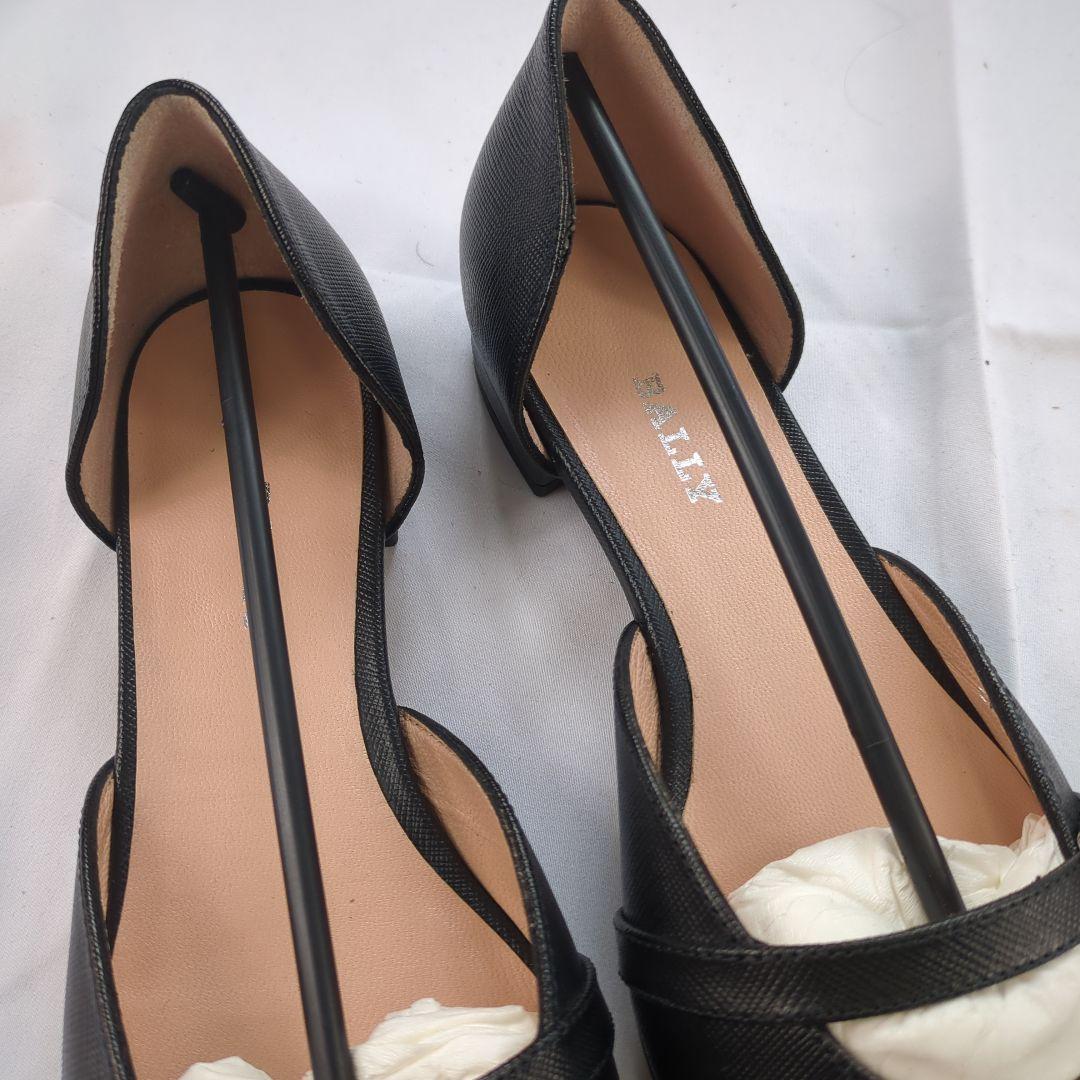 BALLY　バリー　フラットパンプス　レザー　ブラック　未使用級　22.5cm