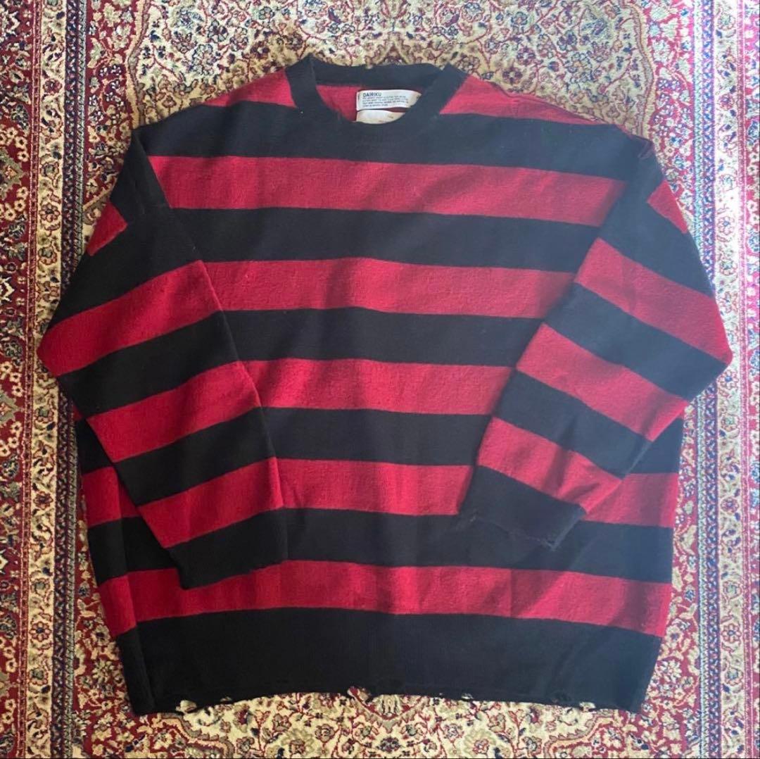 DAIRIKU Fulling Damage Border Knit 22AW - メルカリ