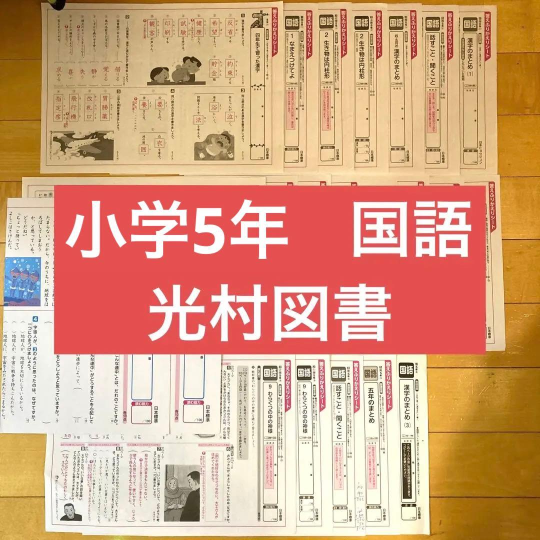 小学5年 国語 1年分 カラーテスト 答えふりかえりシート - メルカリ