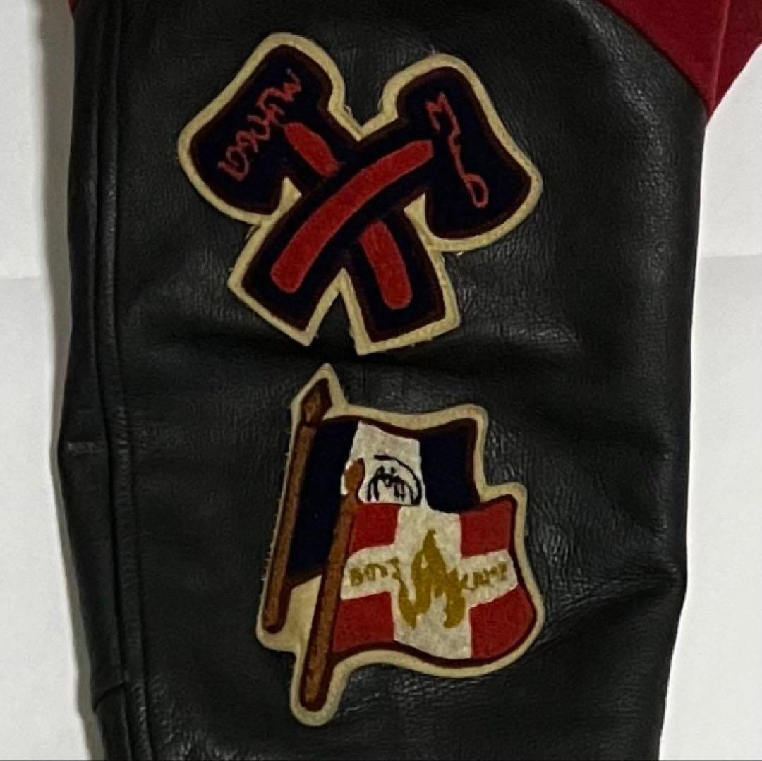 人気】FLANDRE フランドル スタジャン 牛革レザー ワッペン 刺繍ロゴ