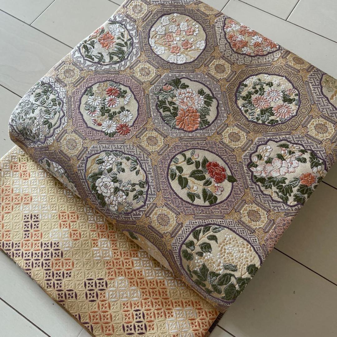 す*か様 ■C644■美品■正絹■リバーシブル　全通　燭光文様　荒磯花兎名物裂文