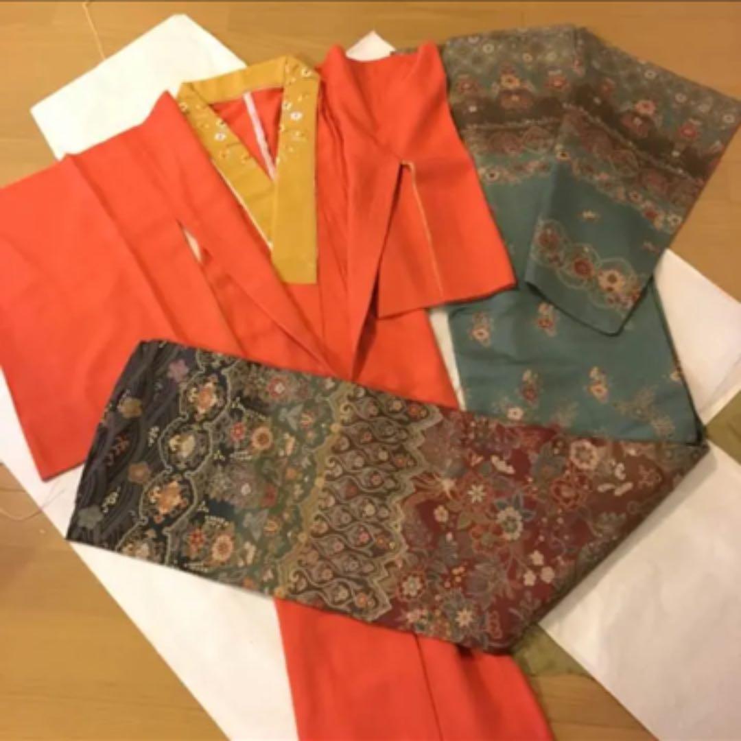 販売済 極レア！襲ねの色留袖 錦紗縮緬アンティーク着物 j239