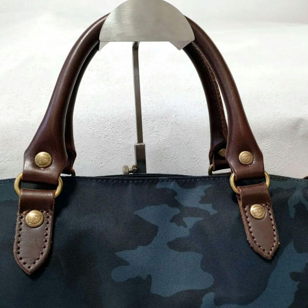 Folna 藤巻百貨店限定 2way 迷彩 ナイロン ブリーフバッグ ネイビー