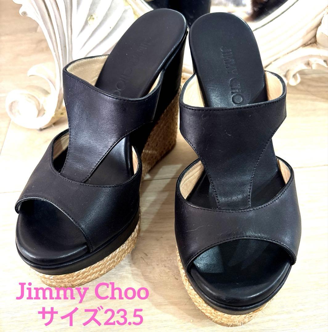 Jimmy Choo ジミーチュウ ウエッジソールサンダル 黒 23.5 - メルカリ