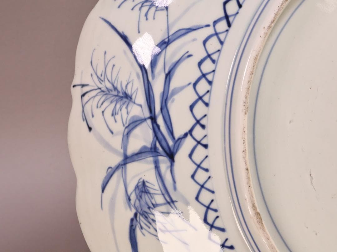 BK265 江戸期 古伊万里 古染付鹿文 大皿 49㎝ 二重角福 1尺6寸 - メルカリ