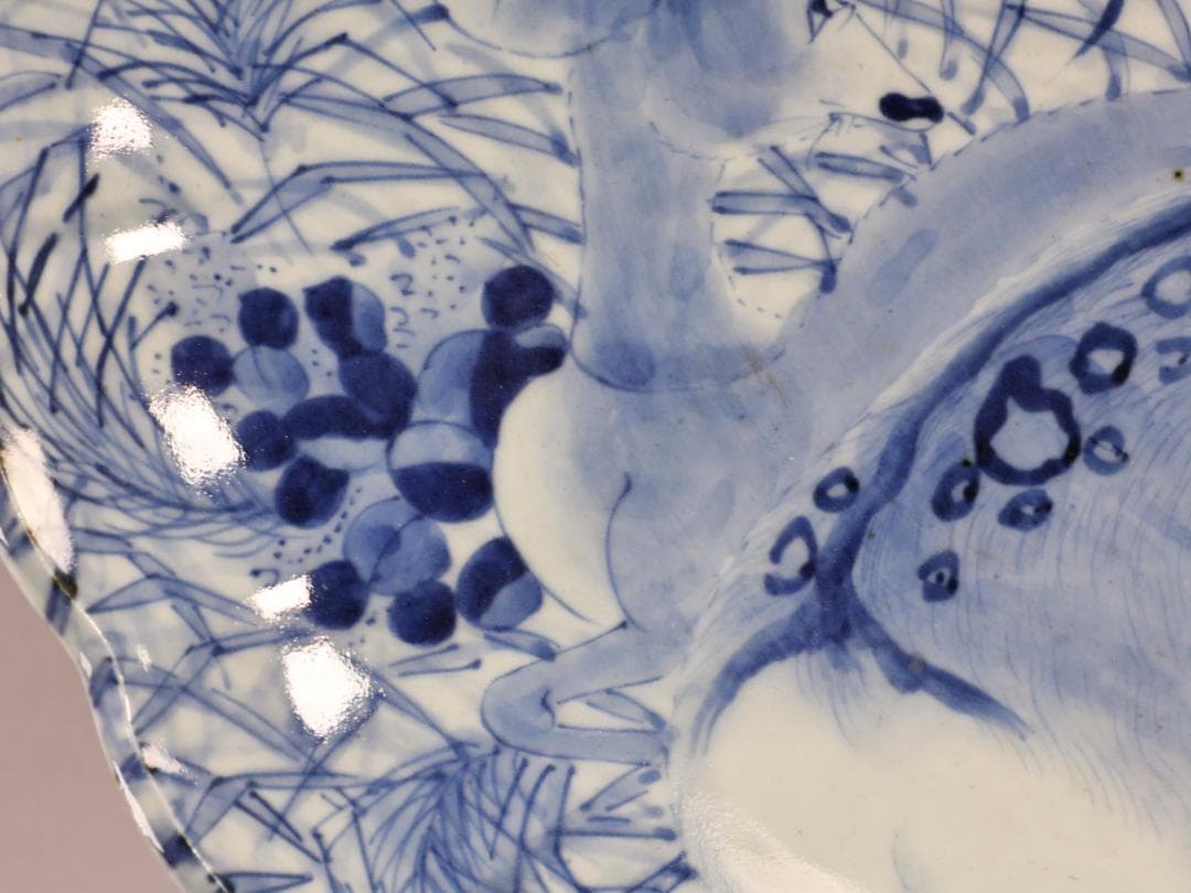 BK265 江戸期 古伊万里 古染付鹿文 大皿 49㎝ 二重角福 1尺6寸 - メルカリ