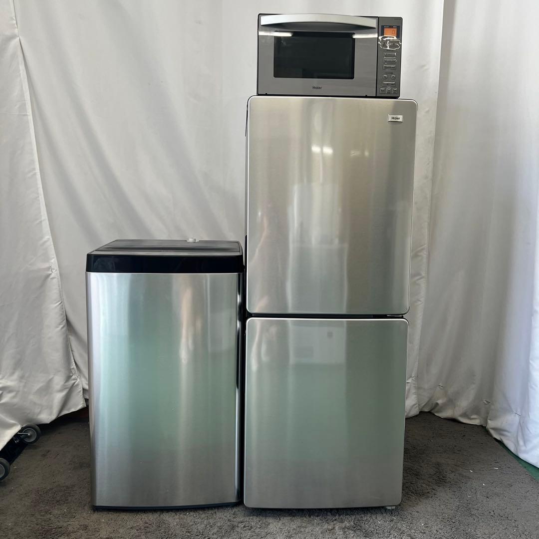 864 冷蔵庫　洗濯機　レンジ　一人暮らし　セット　シルバー　小型　設置無料 家電セット 4点 一人暮らし 新品 新生活 冷蔵庫 洗濯機 電子レンジ