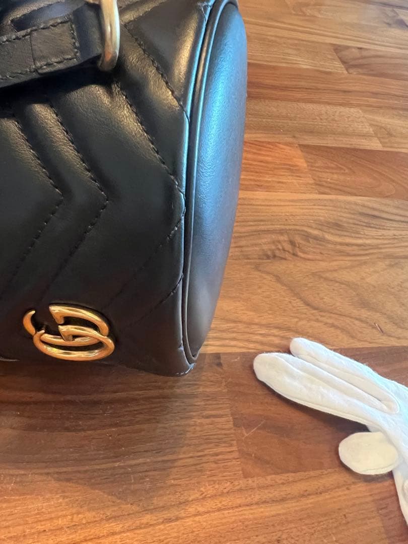 値下げ！GUCCI グッチ 黒GGマーモント ミニリュックサック バック