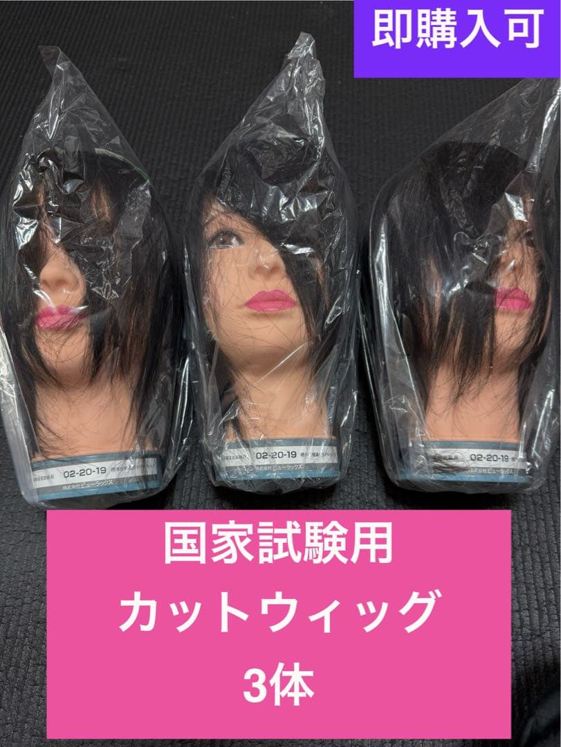 国家試験用カットウィッグ 3体セット 美容師国家試験用カットウィッグ 新品3点セット 美容師国家試験用
