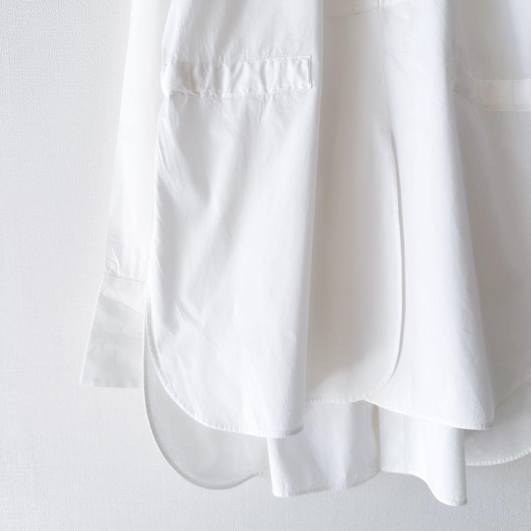 ENFOLD バンドカラー ロングシャツ 38 バックリボン ノーカラー 白