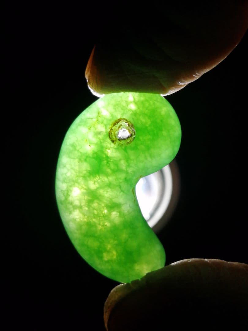 ★【テン】古墳期『琅玕翡翠勾玉』出土品。2.80cm 本物品　超ろうかん。