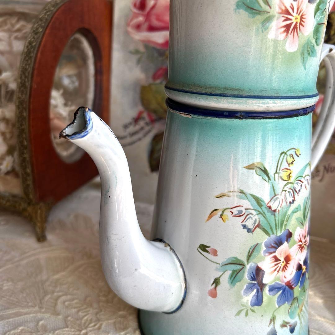 フランスアンティーク japy スズランとビオラのコーヒーポット - メルカリ
