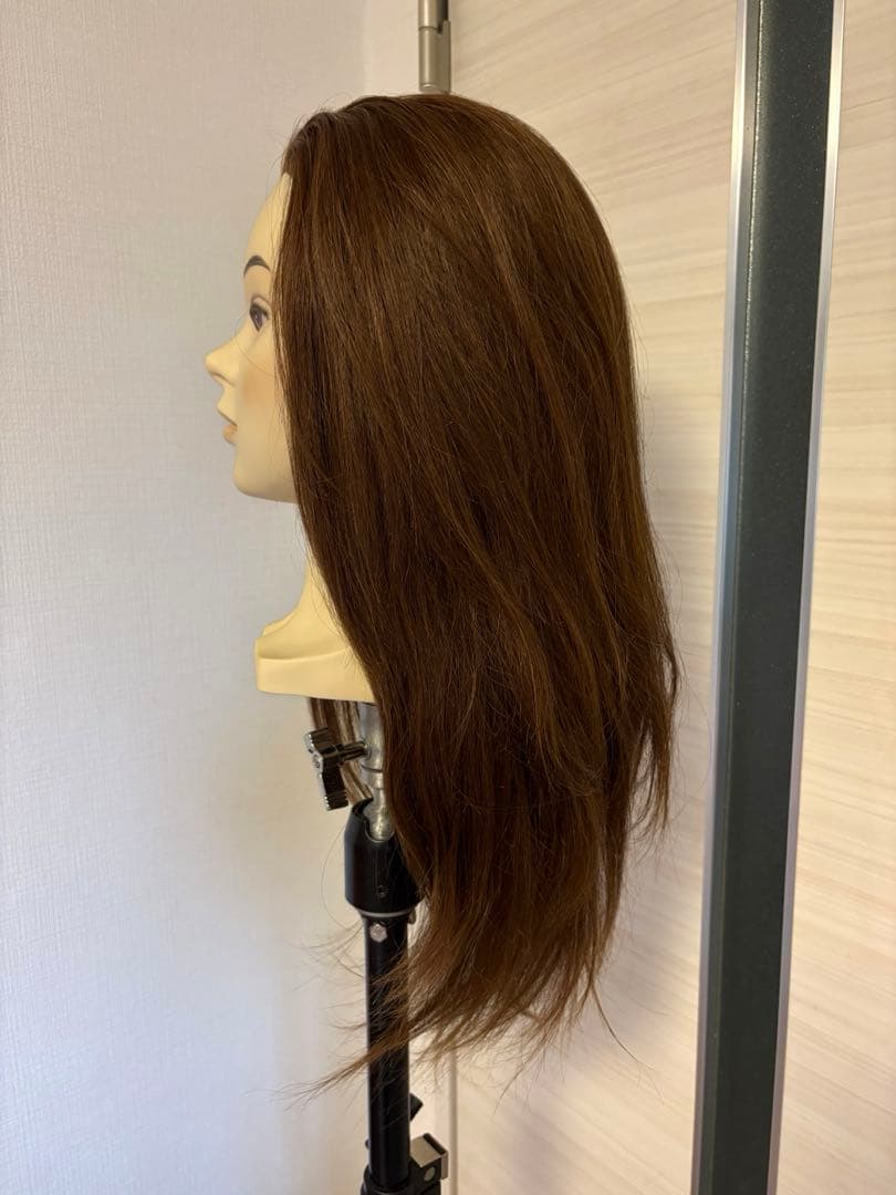 ロングウィッグ人毛•中古美品 人毛ミックスMIX ウィッグ ロングレイヤー 半手植え製 医療用にも最適