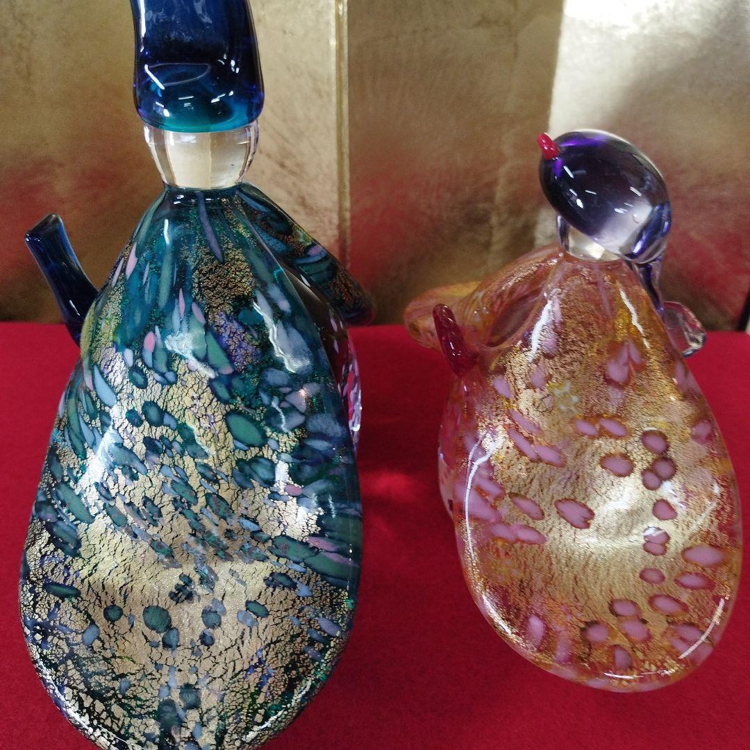 Multiglass ガラス工芸品 雛人形　原田宗春作品　炎の芸術