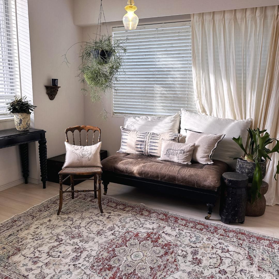 トルコ ヴィンテージラグ A124 レア 超大判 ダークレッド クリーム