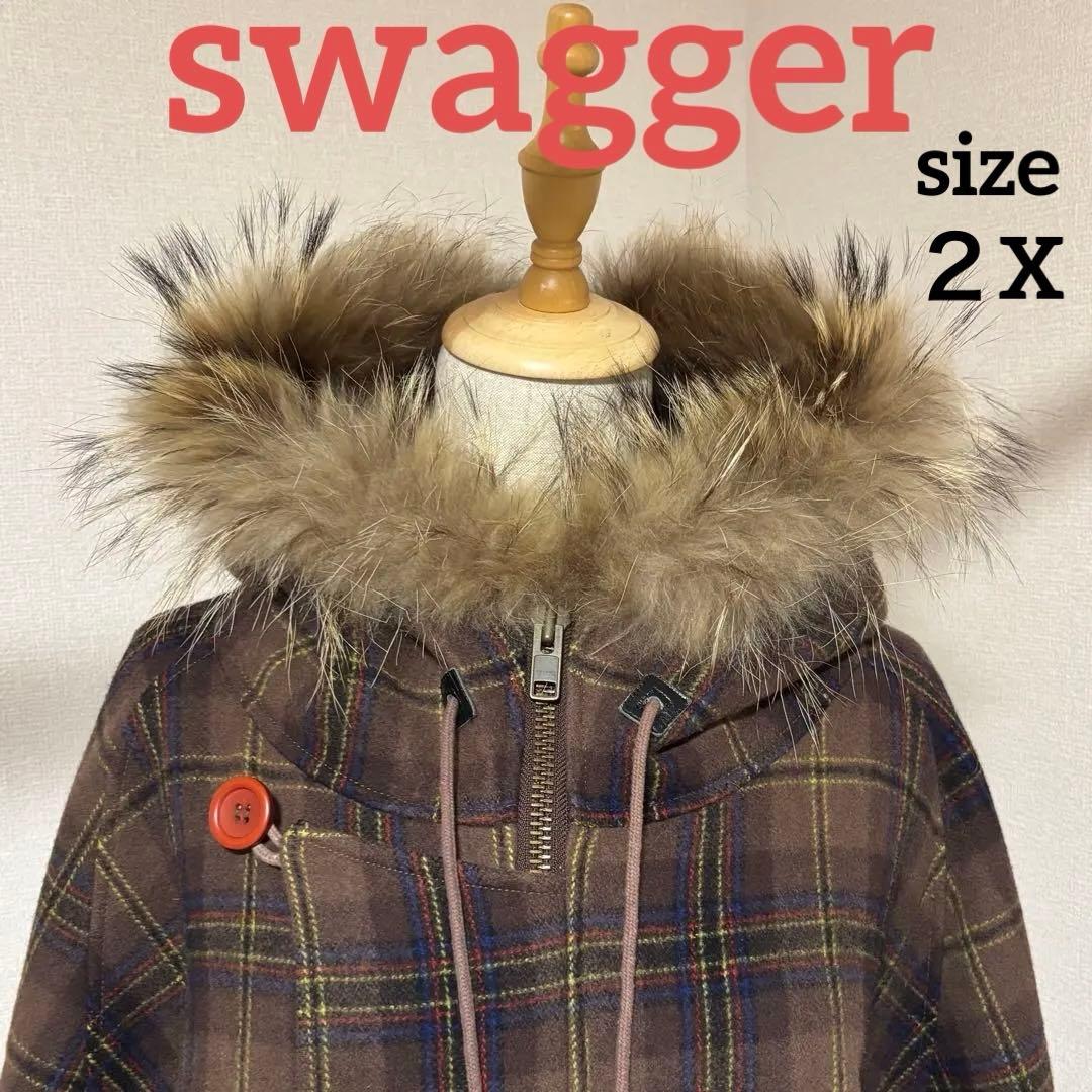 希少swagger スワッガー チェック柄 ファーコート y2k 00s 超レア Qoo10] 【y2k/ハイクオリティ 】【当日出荷】
