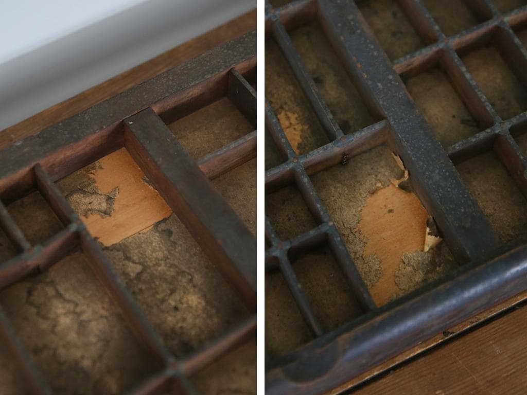 英国アンティーク木製プリンタトレイ/飾り棚/枡ケース/小物入れ(92-46