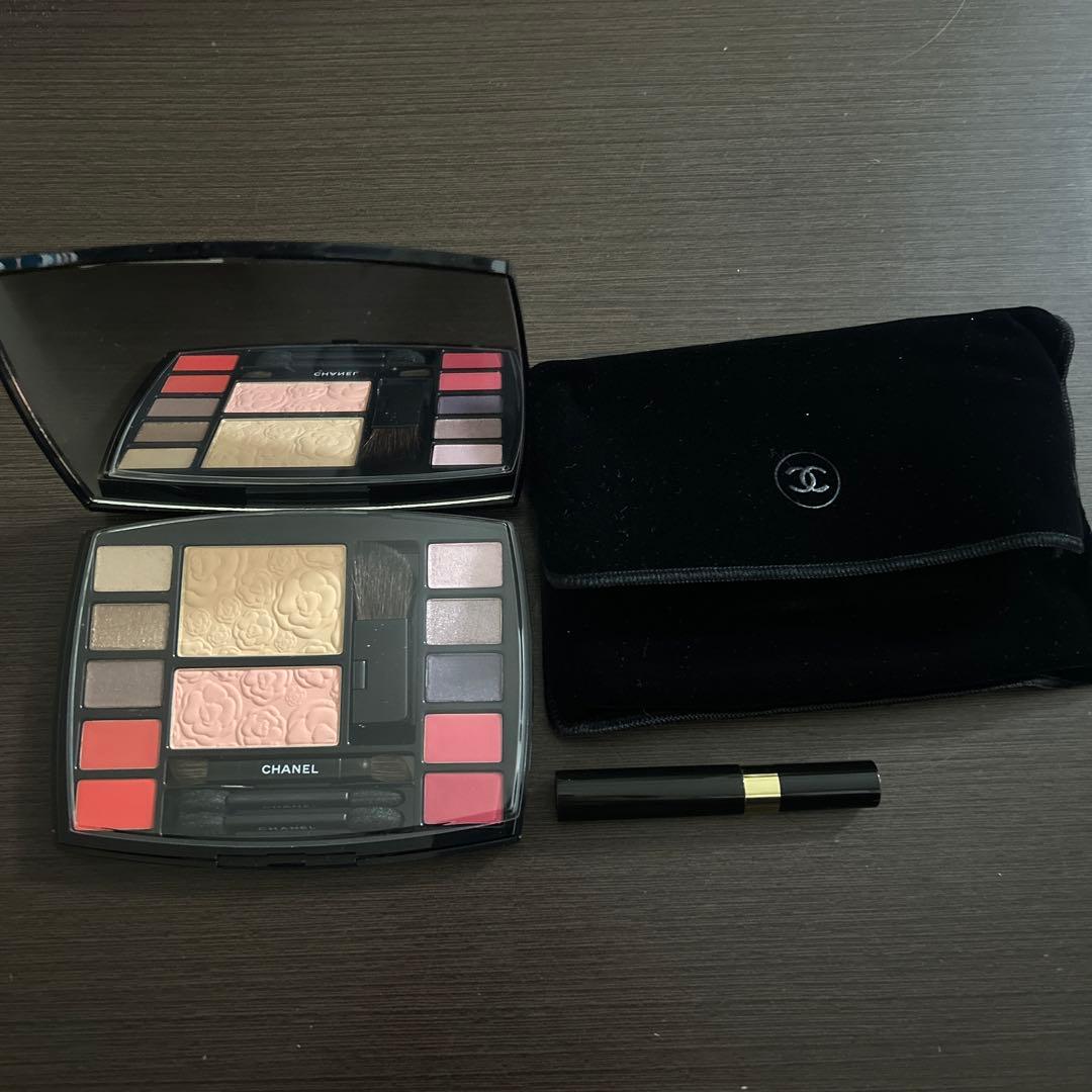 CHANEL アイシャドウパレット ベルベットポーチ＆マスカラ付き 試してみた】シャネル アイシャドウ アンド マスカラ セット CHANELの