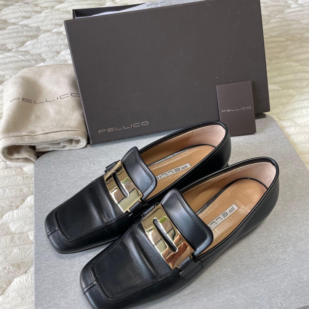 ペリーコ ローファー 黒 ブラック ゴールド金具 24cm - メルカリ