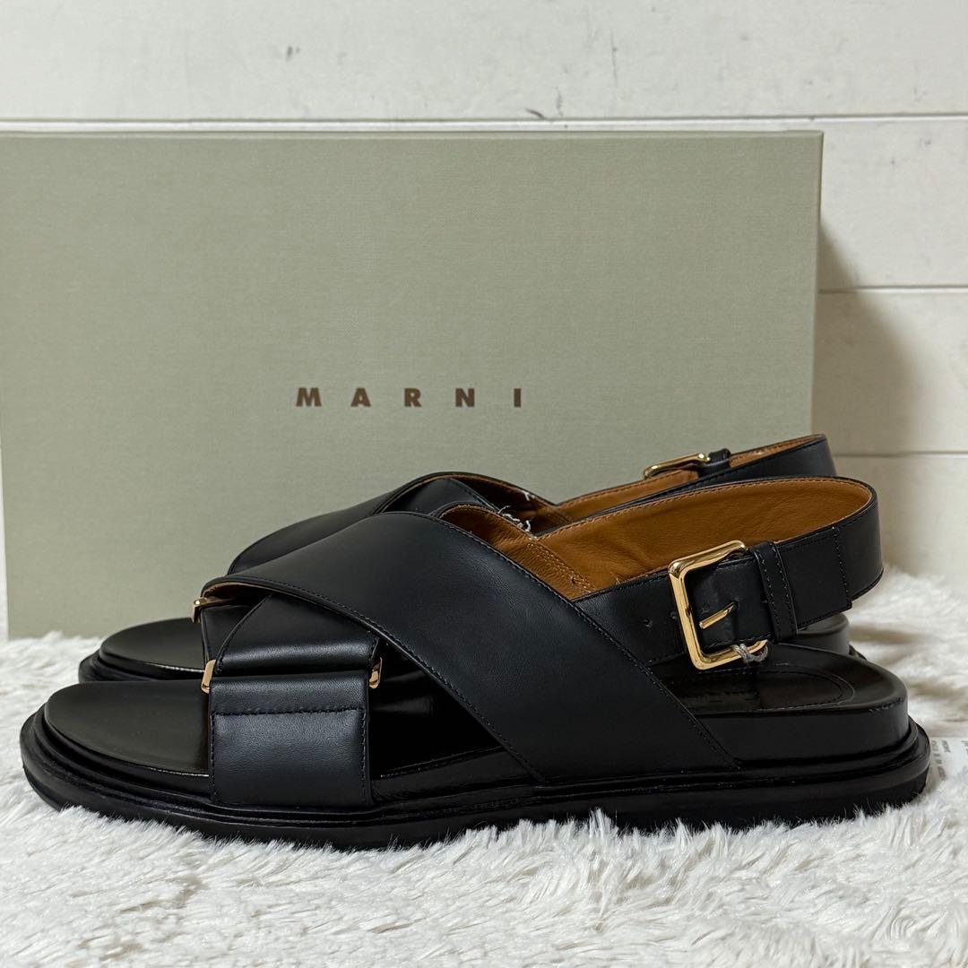 ⭐️未使用級⭐️ MARNI クロスフラット ナッパーレザー フスベット