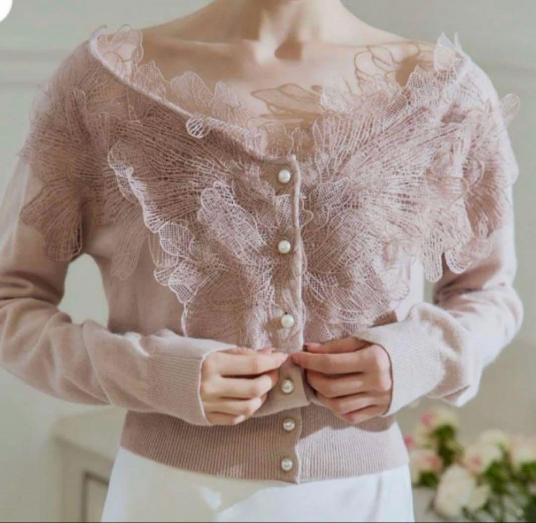 最終値下げ】ポローラ polauraレースフリルカーディガン pink - メルカリ