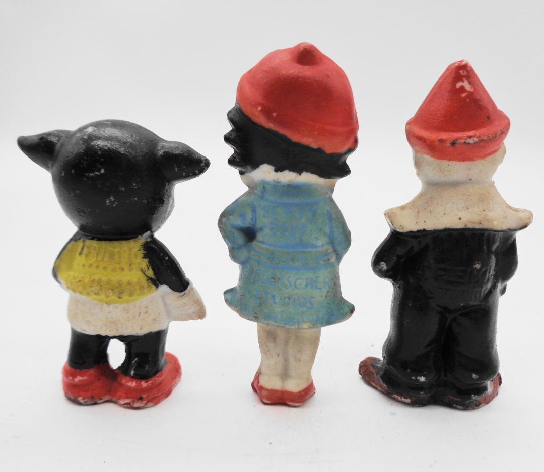 戦前Betty Boop〗ベティちゃん、道化師ココ、犬のビンボー陶磁器人形