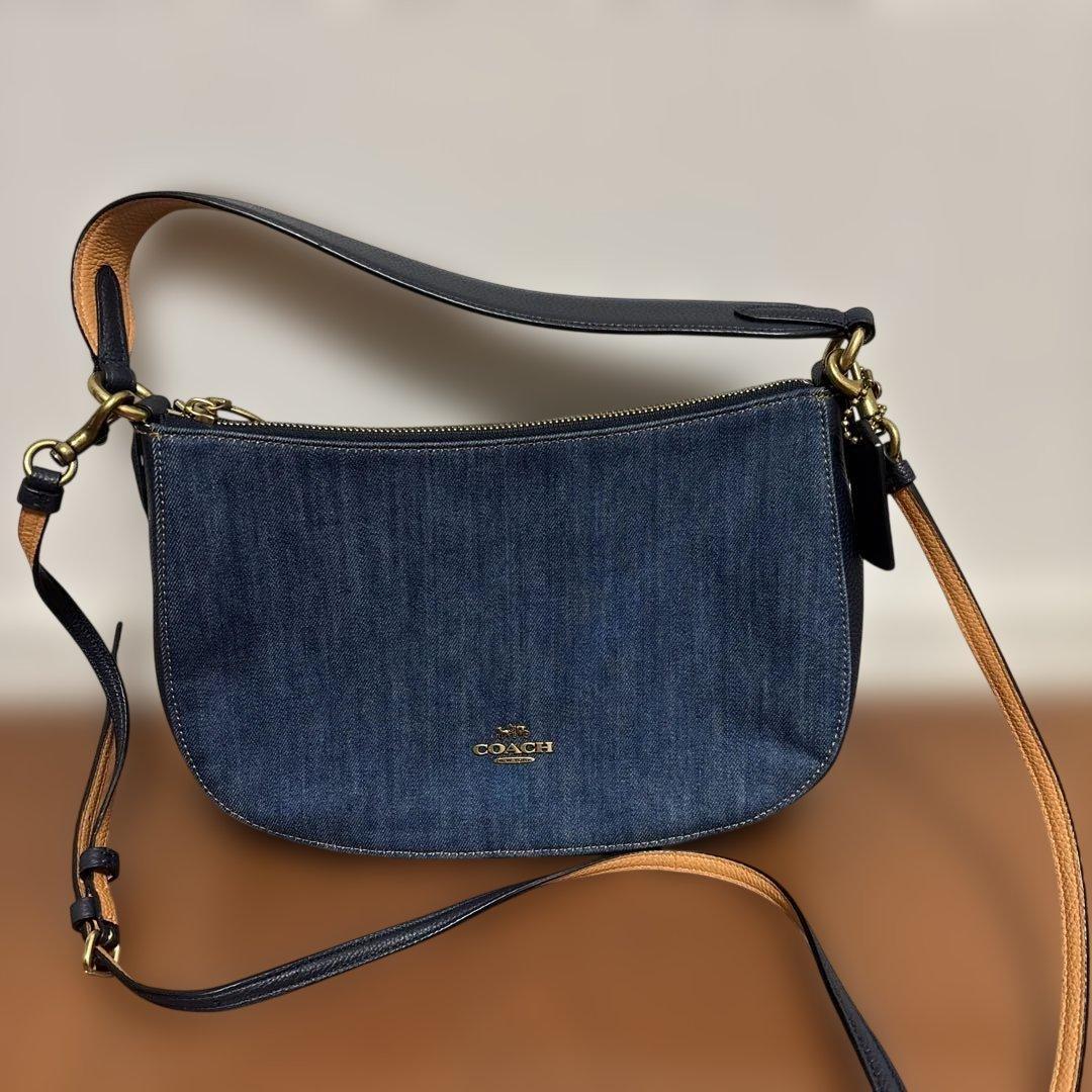COACH ネイビー デニム ショルダーバッグ