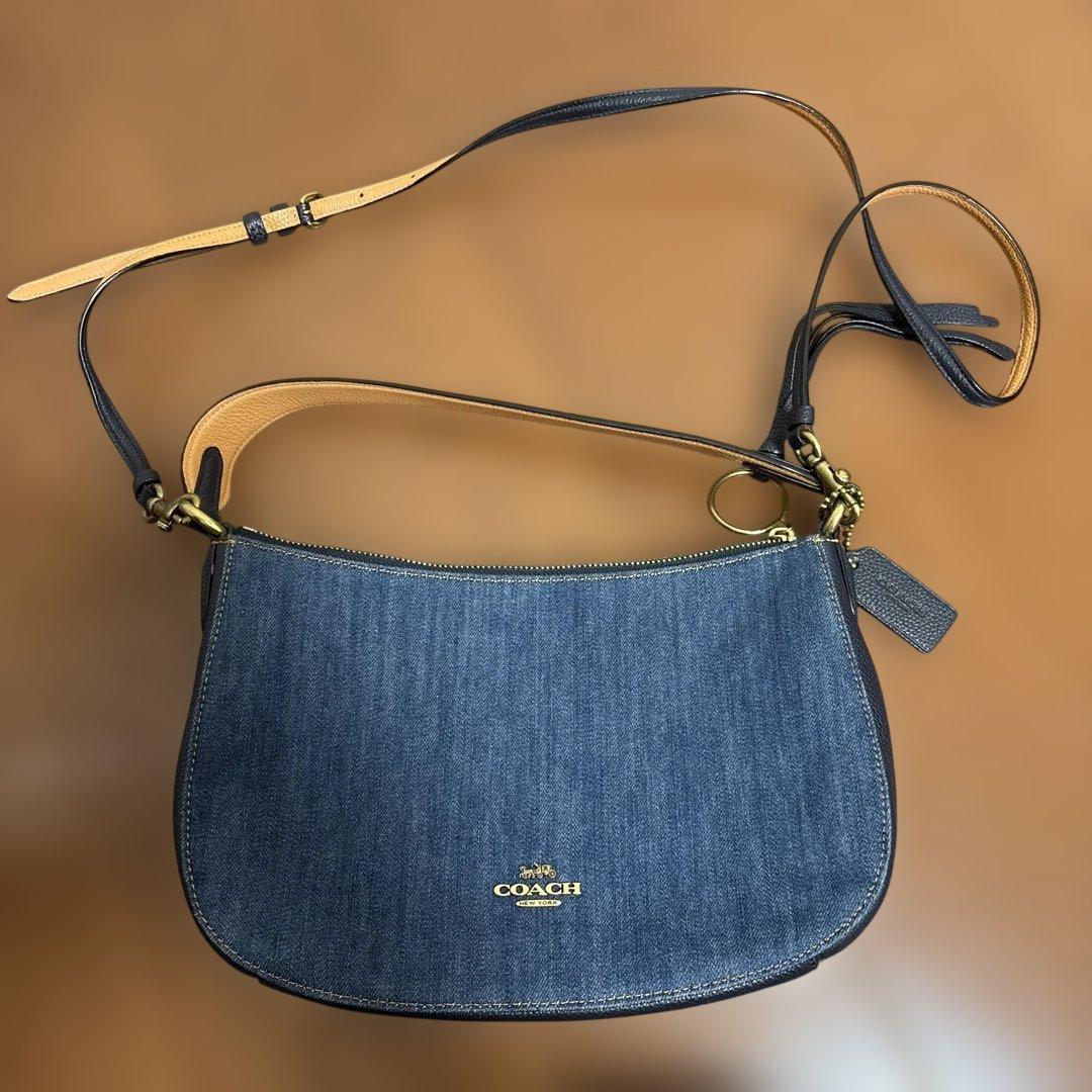 COACH ネイビー デニム ショルダーバッグ