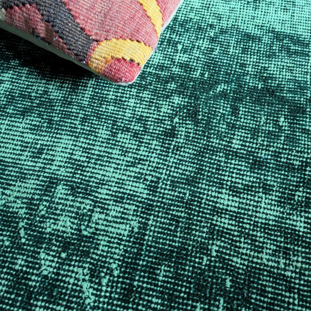 85×197 グリーンワンカラーオーバーダイ トルコヴィンテージラグ