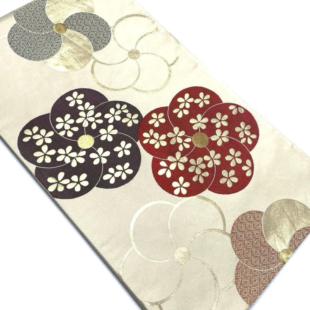 帯6044 ○高級 正絹 六通 袋帯 ねじ梅 - メルカリ